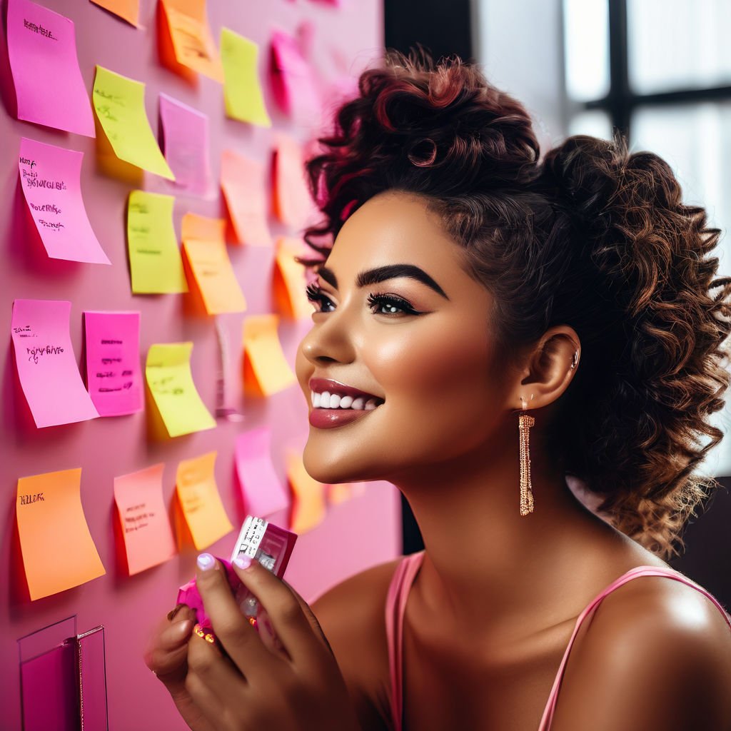 women-with-beauty-products-brainstorming-video-ideas-for-beauty--fashion-vlogger-using-sticky-notes (1)
